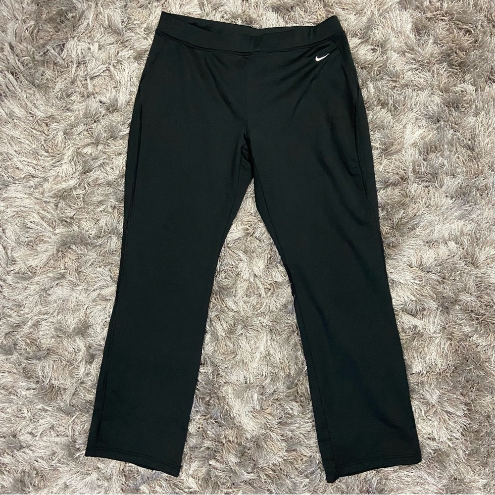 Nike Dri Fit Women Black Check Logo Joggers Pants. Size L.